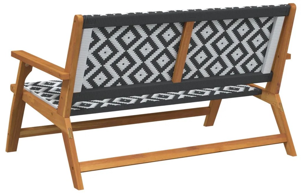 Kerti pad Fekete és fehér 122x76x73.5 cm Tömör akácfából