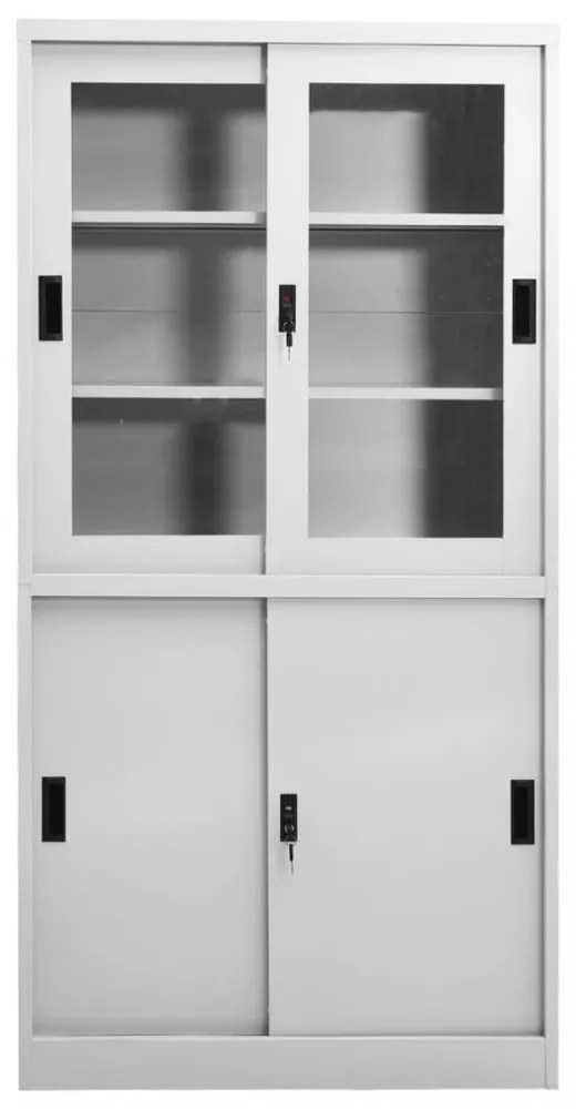 világosszürke acél tolóajtós irodai szekrény 90 x 40 x 180 cm