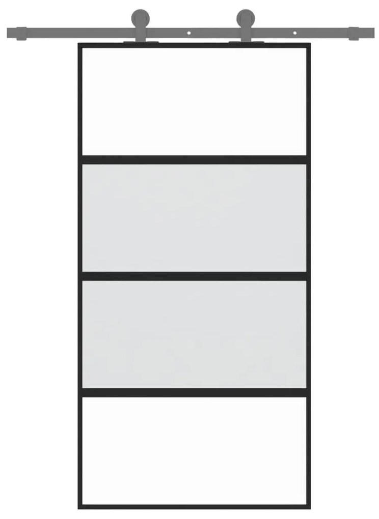 Fekete edzett üveg és alumínium tolóajtó 102,5 x 205 cm