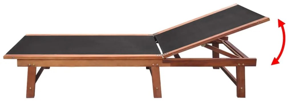 2 db tömör akácfa és textilén napozóágy asztallal