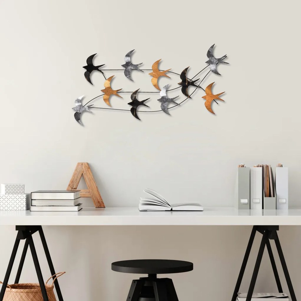 Flock fém fali dekoráció, 45×104 cm – TR891TNL3283