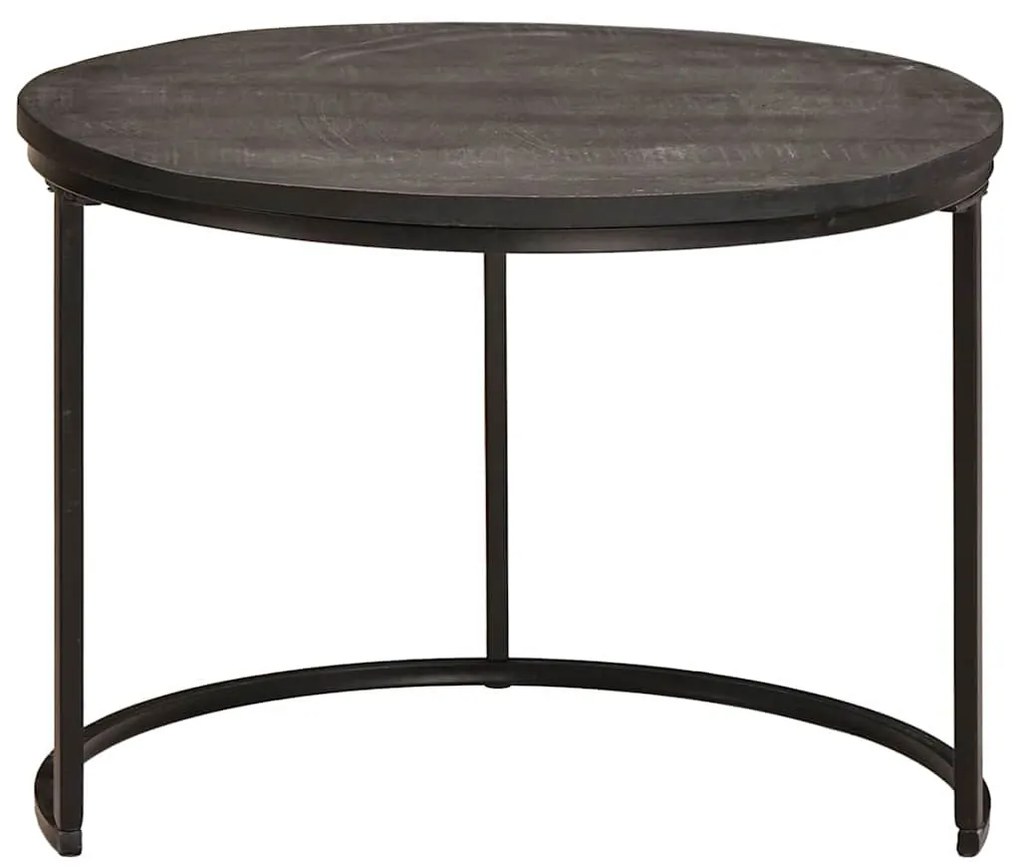 vidaXL Fészkelt Kávézó Asztalok 3 pcs Fekete Tömör mangófa és acél