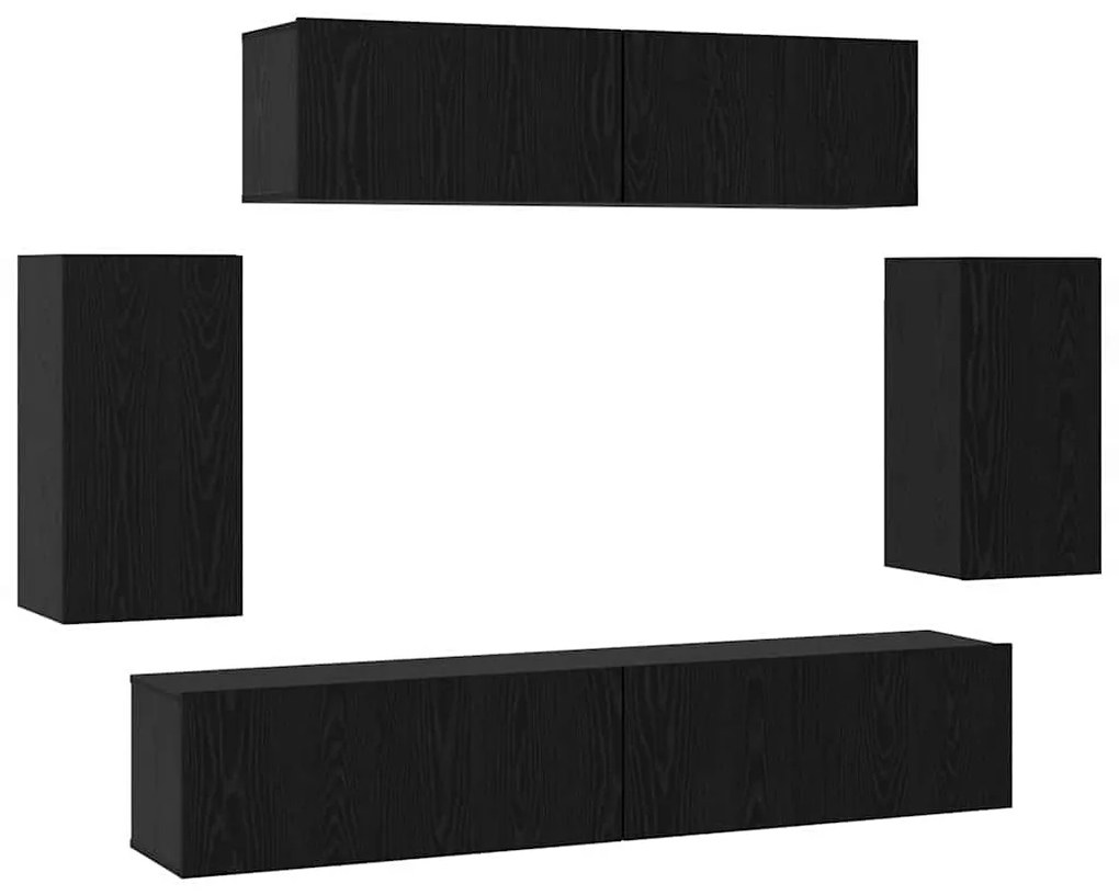 TV szekrény garnitúra 6 pcs Musta tammi 80 x 30 x 30 cm Faanyag