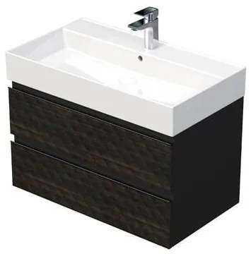 SAT Cube Way Fürdőszobaszekrény mosdóval 80x47,5x46 cm barna matt CUBE3D46802ZHSAT