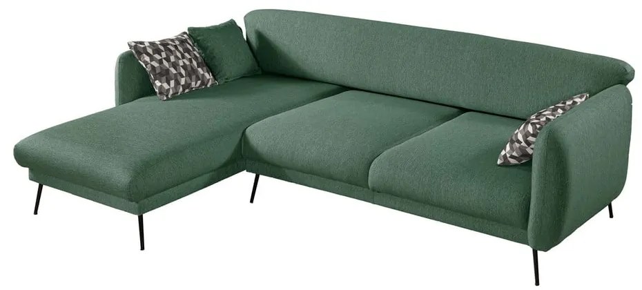 Madrid zöld bővíthető sarokkanapé, bal oldali - Pandia Home