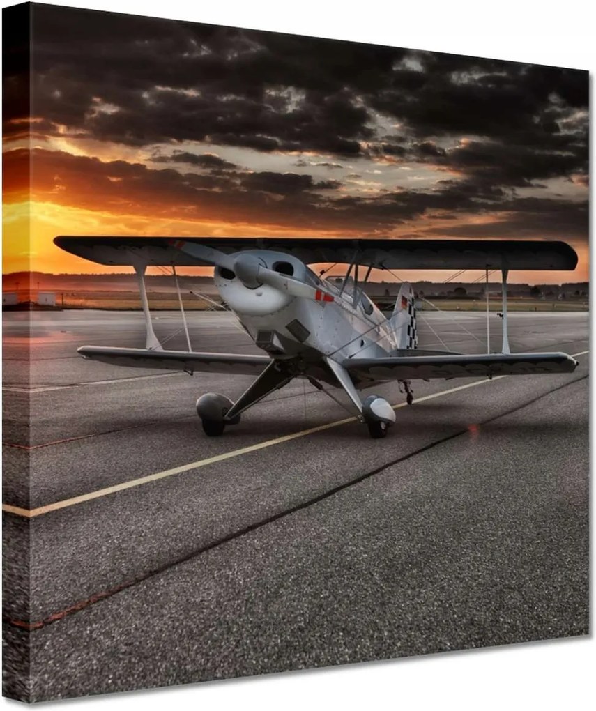 Vászonkép 20x20 Repülőgép naplemente