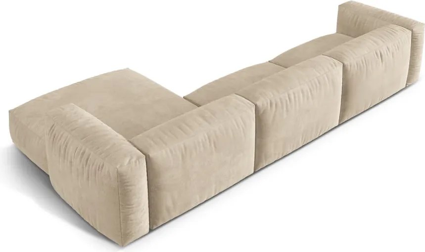 Bézs bársony moduláris sarokkanapé (jobb oldali-heverő résszel) Martina – Micadoni