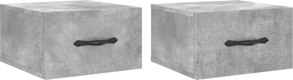 vidaXL 2 db betonszürke falra szerelhető éjjeliszekrény 35x35x20 cm