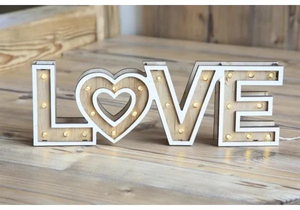 Globo 29976 - LED asztali lámpa LOVE 24xLED/0,06W/3xAA nyárfa