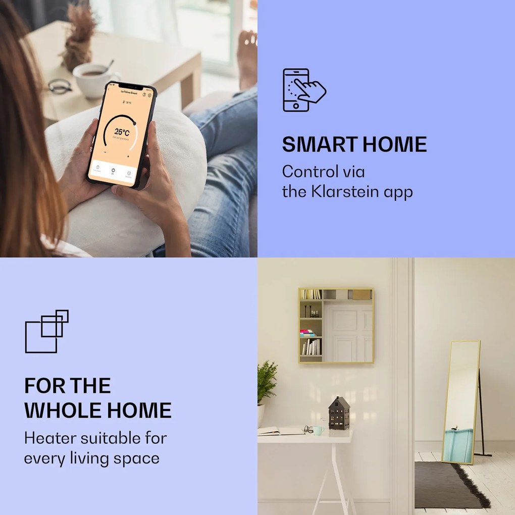 Klarstein La Palma 900 smart, infravörös hősugárzó, 40 x 160 cm, 900 W, tükörállvány