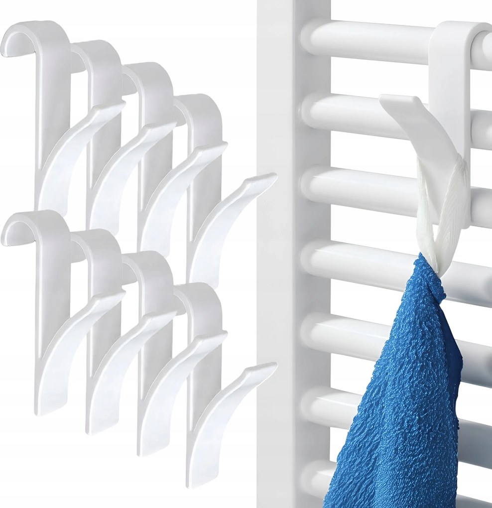 Akasztó kampó fürdőszobai akasztó radiátor non-invazív szett x8