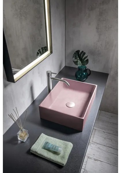 Sapho - Pultba szerelhető mosdó 47,5x36,5 cm beton/rózsaszín