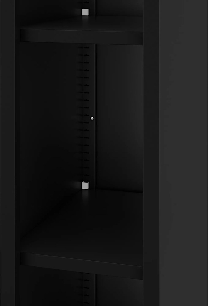 Keskeny fém irattároló polc dokumentumokhoz fekete: TIM 250 x 1950 x 600 mm