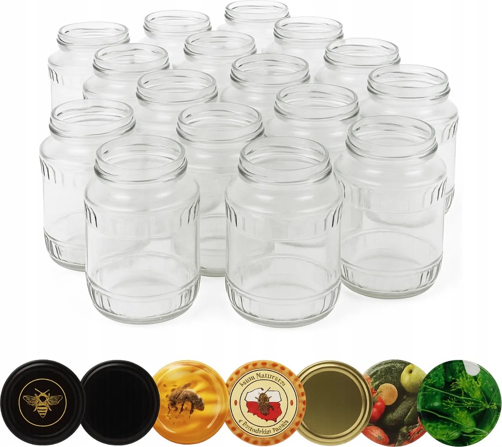 8x 720 ml-es üvegedények mézes befőttes üvegek csavaros kupakkal