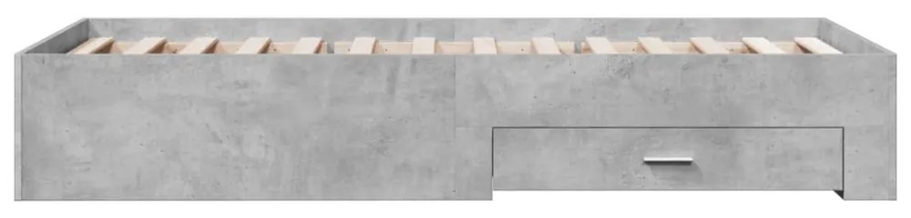 betonszürke szerelt fa ágykeret fiókokkal 90 x 200 cm