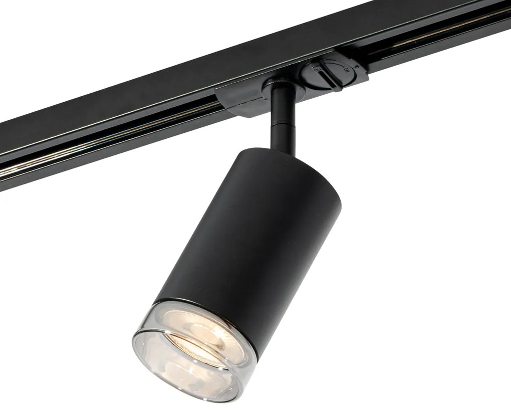 Modern spotlámpa füstös gyűrűvel 1 fázisú sínrendszerhez GU10 50mm - Iconic Jeana