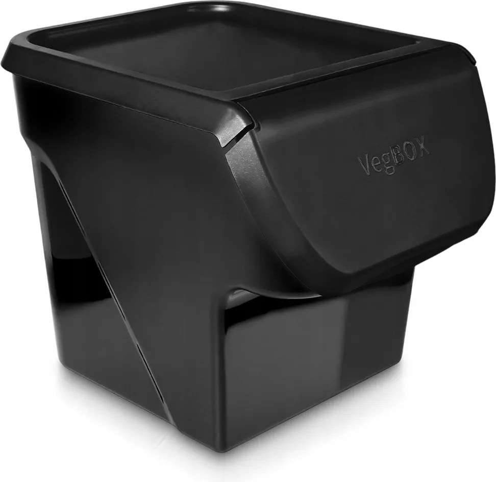 Burgonyatartó Hagyma Zöldség 13L Fekete Kosár Billenő Fedéllel