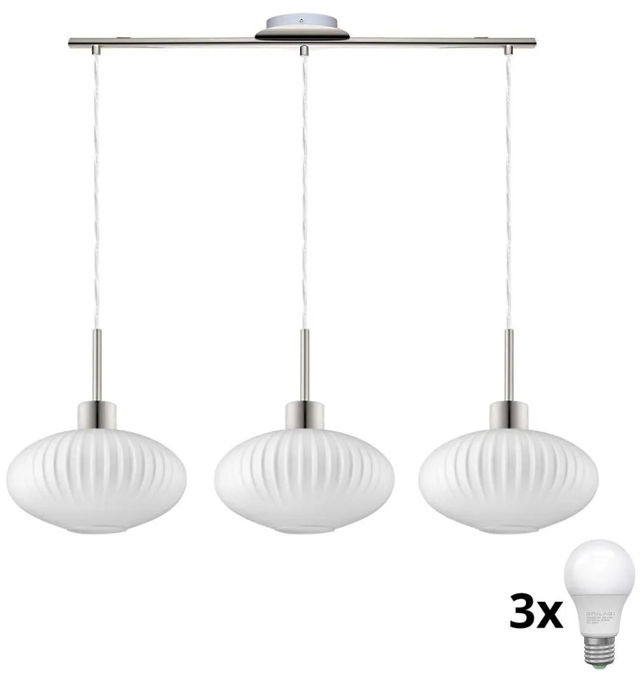 HARMA LED csillár kábelen 3xE27/60W/230V matt króm/fehér