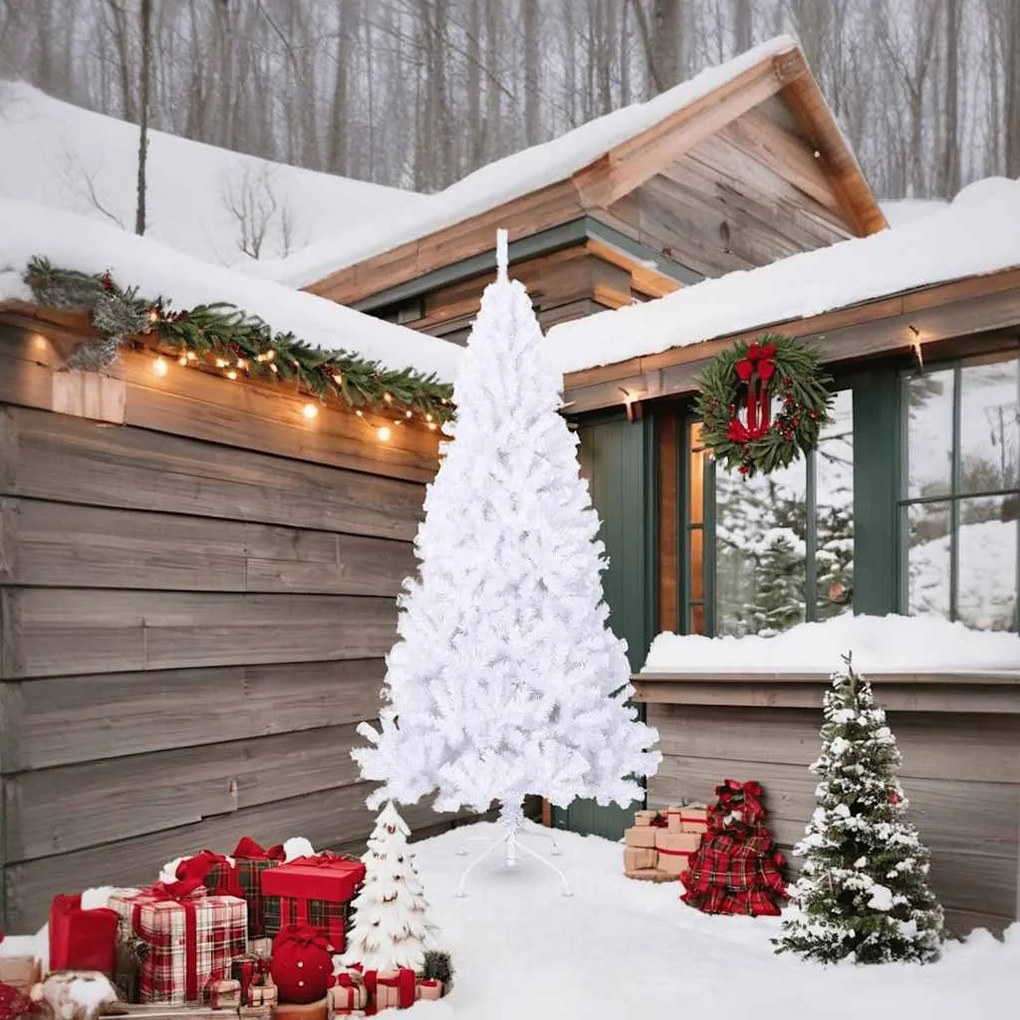 fehér PVC műkarácsonyfa vastag ágakkal 210 cm