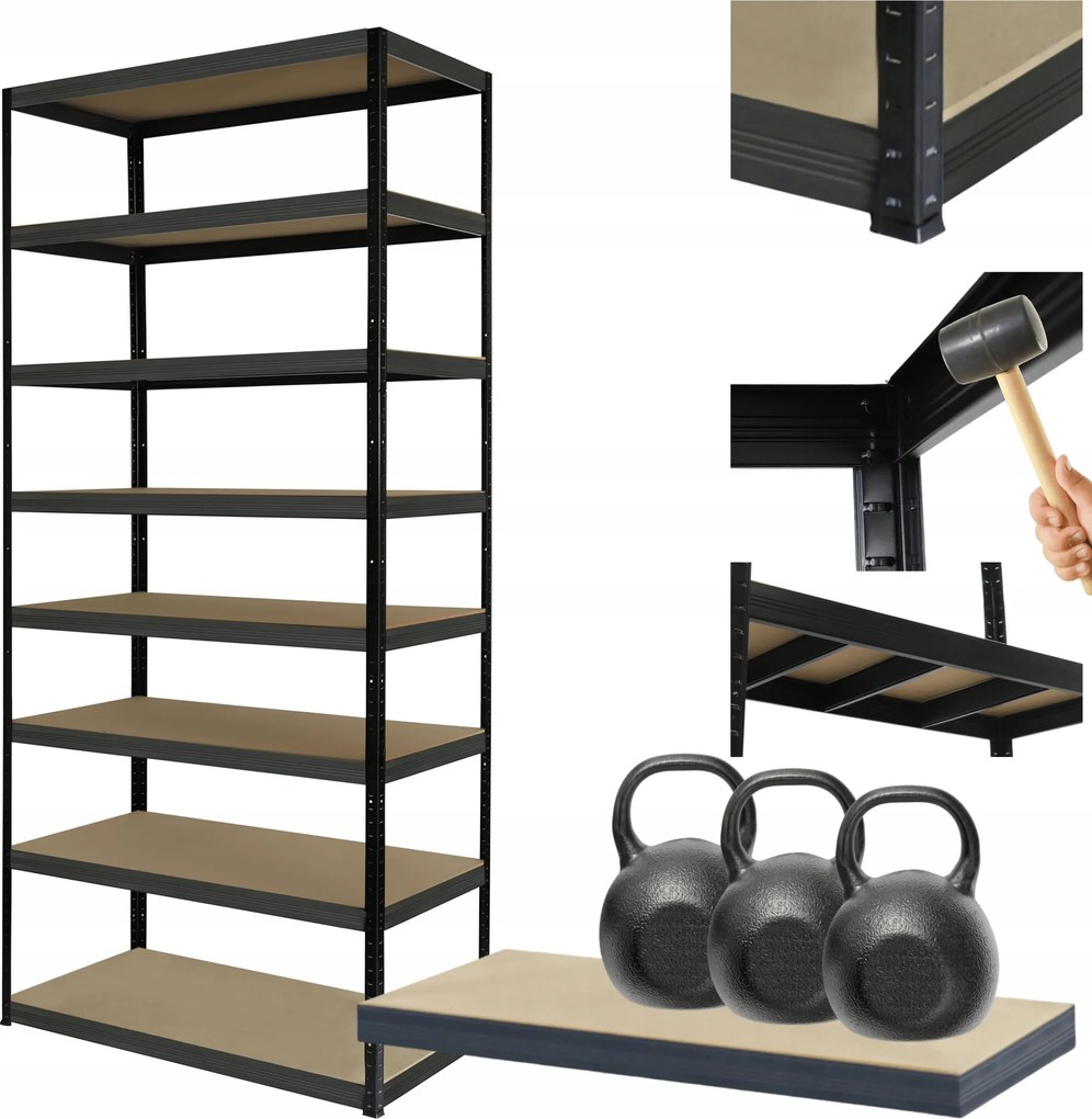 Tárolószekrény fém állvány Helios 270x90x50cm 8Px350kg 300EZER Komb