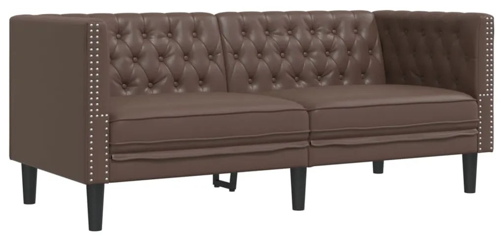 vidaXL 2 részes barna műbőr Chesterfield kanapégarnitúra