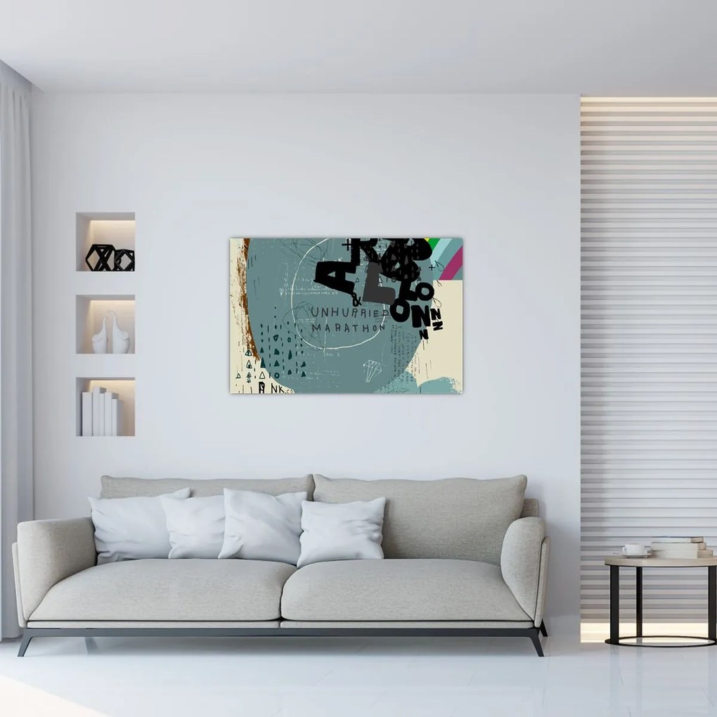 Kép - Repülő léggömb szivárvánnyal (90x60 cm)