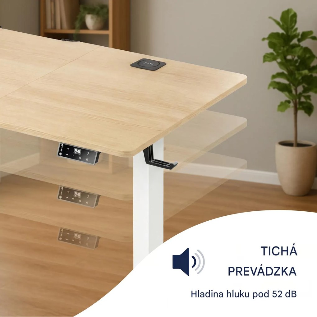 Deuba Magasságban állítható asztal 140 x 60 x 117 cm - bézs