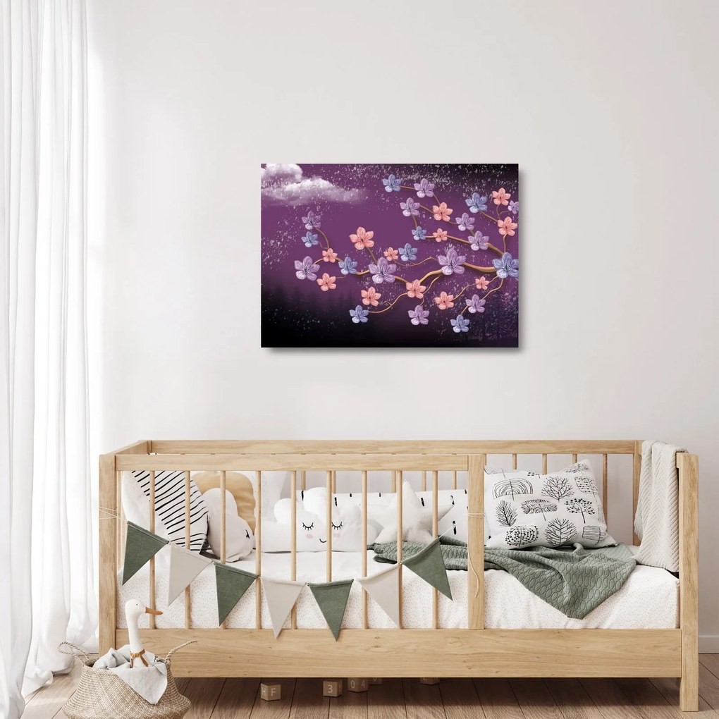Kép - Tavaszi alkonyat (üvegen) (70x50 cm)