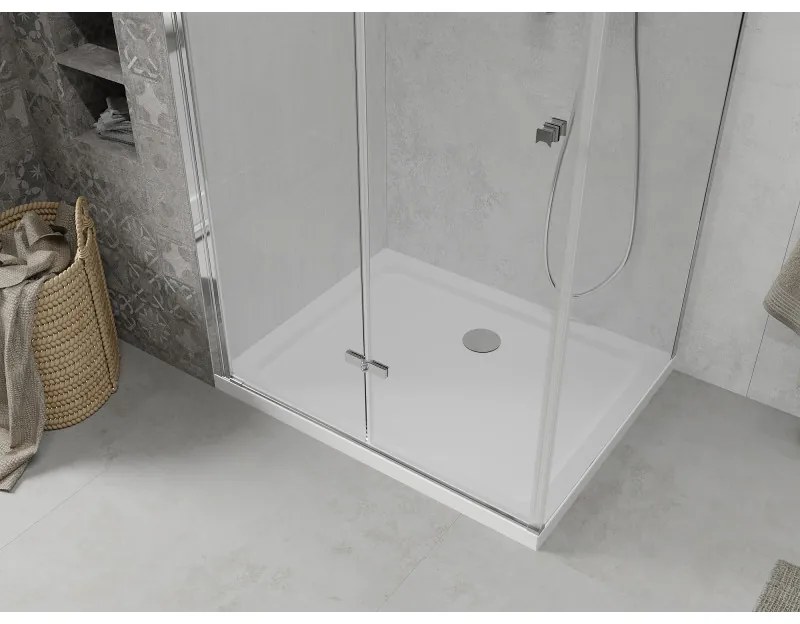 Mexen Lima zuhanykabin 120x80cm, 6mm üveg, króm profil - átlátszó üveg + Vékony zuhanytálca - 856-120-080-00-00-4010