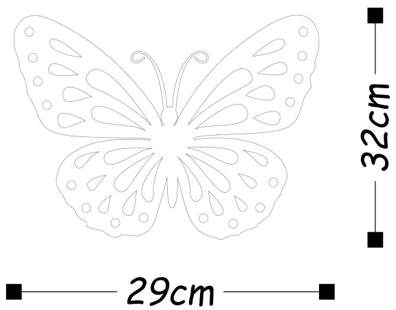 Fali dekoráció 32x29 cm fém pillangó