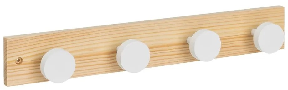 Fehér-natúr színű borovi fenyő fali fogas 40 cm Anillos – Casa Selección