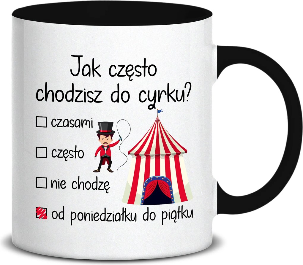 Fehér Bögre 330ml Fekete Ajándék Egész Hétre Cirkusz MIX Minták