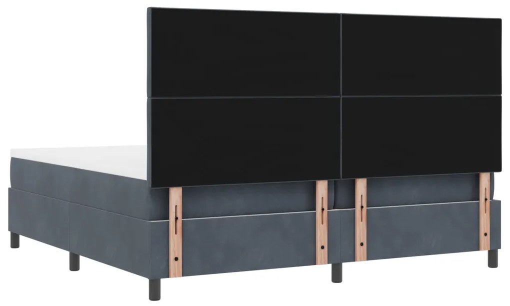 Boxspring Ágy Matrac Kivilágítással Szürke 200x200 cm Bársony