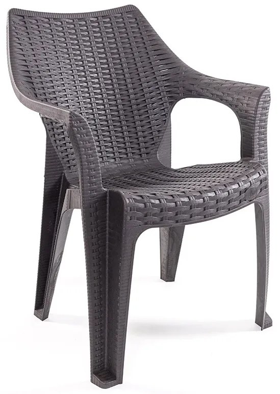 Santorini II New 4 személyes kerti bútor szett, antracit-barna asztallal, 4 db Tavira rattan székkel N