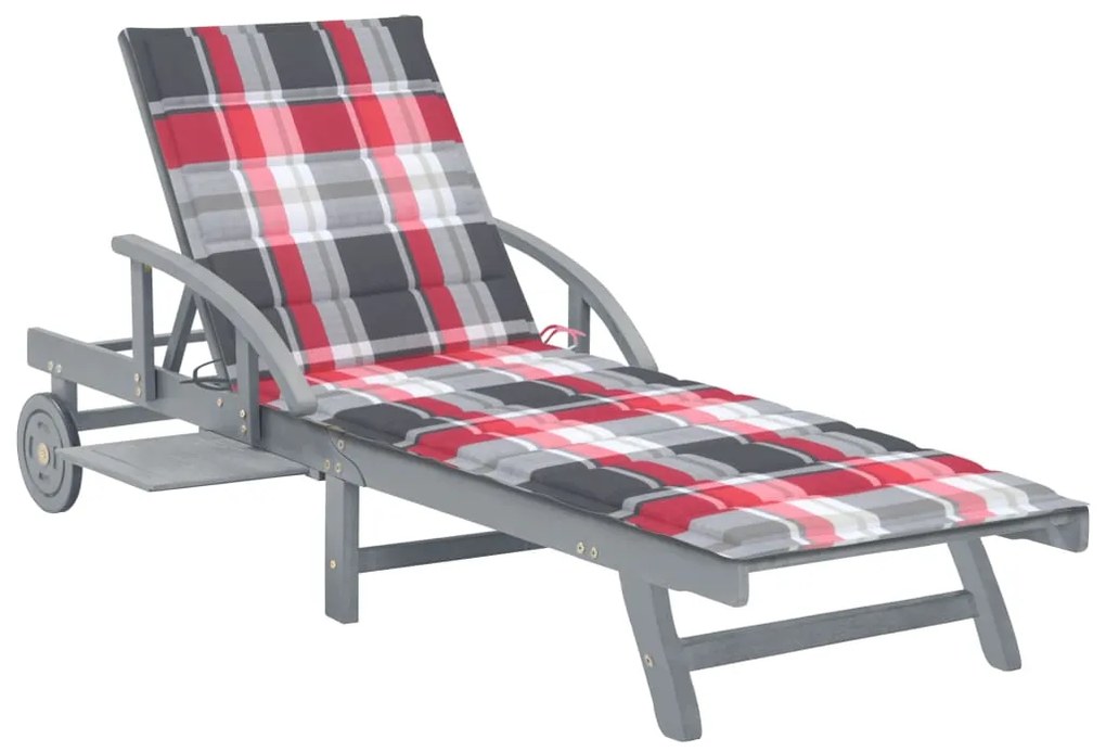 vidaXL tömör akácfa kerti napozóágy párnával