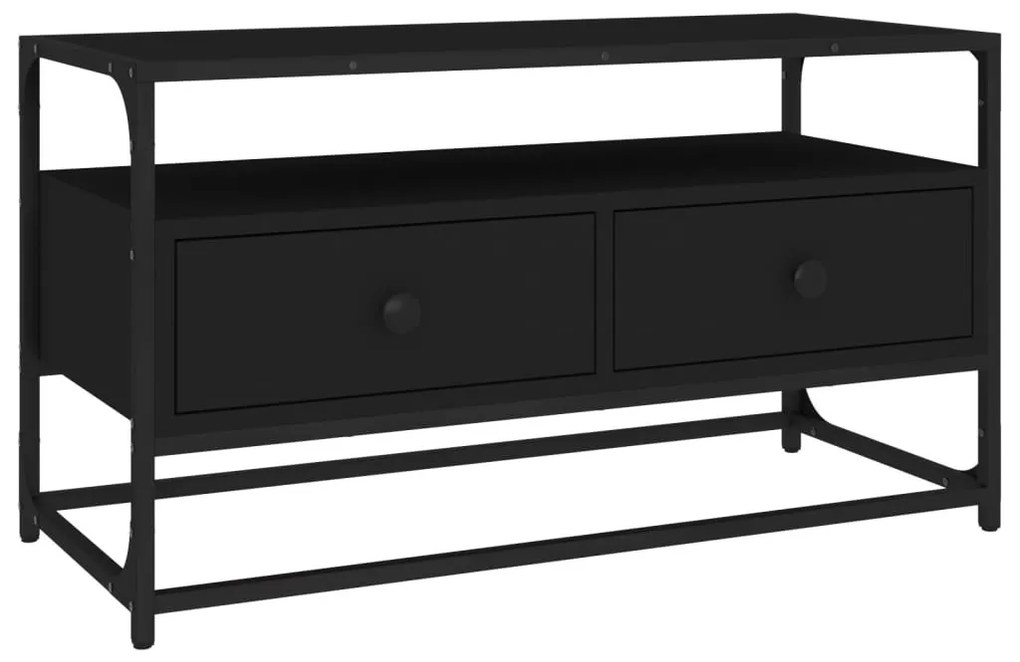 fekete szerelt fa TV-szekrény 80x35x45 cm