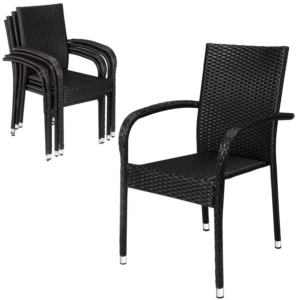 Deuba Comfort rattan székek 4 darabos - fekete