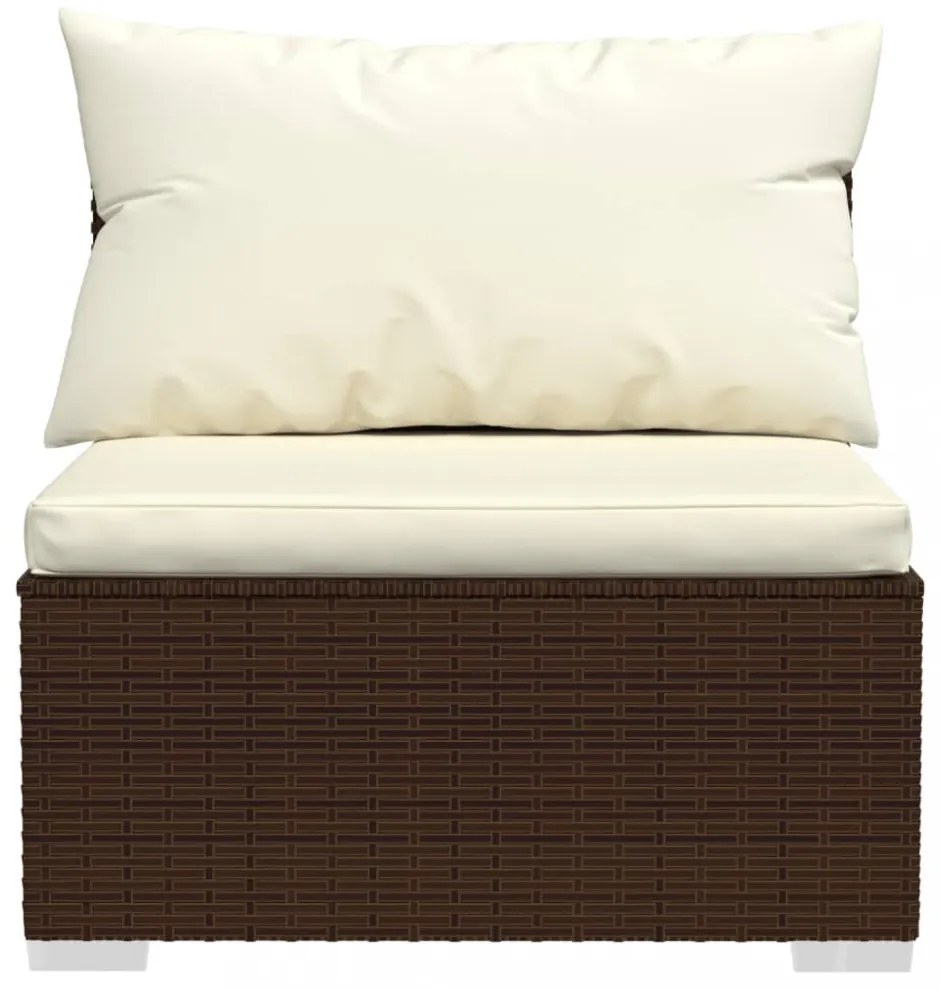 2 részes barna polyrattan kerti bútorszett párnákkal