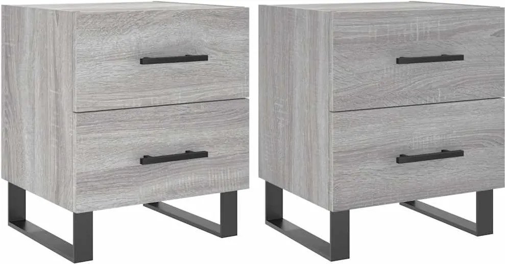 vidaXL 2 db szürke sonoma színű szerelt fa éjjeliszekrény 40x35x47,5cm
