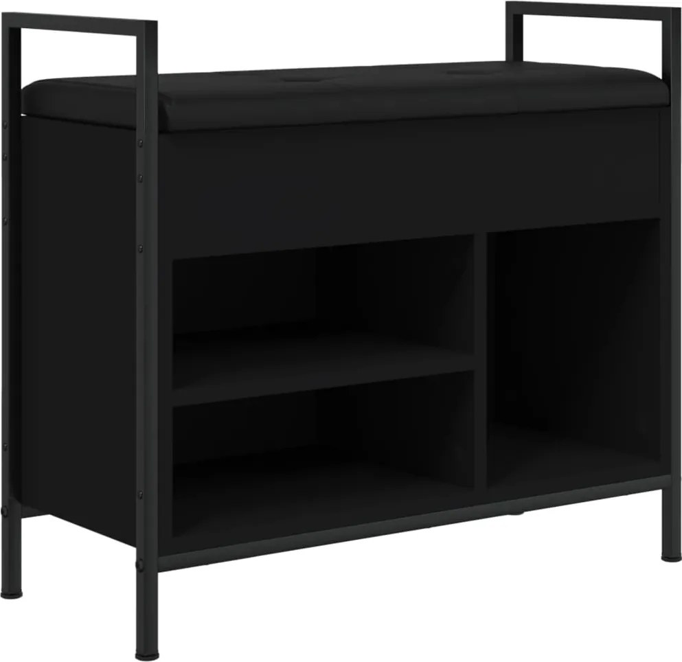 vidaXL fekete szerelt fa cipőtároló pad 65,5 x 32 x 57,5 cm