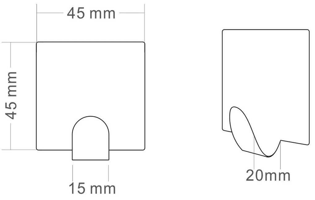 Sapho, Öntapadó akasztó, 4 db, matt fekete, 33201