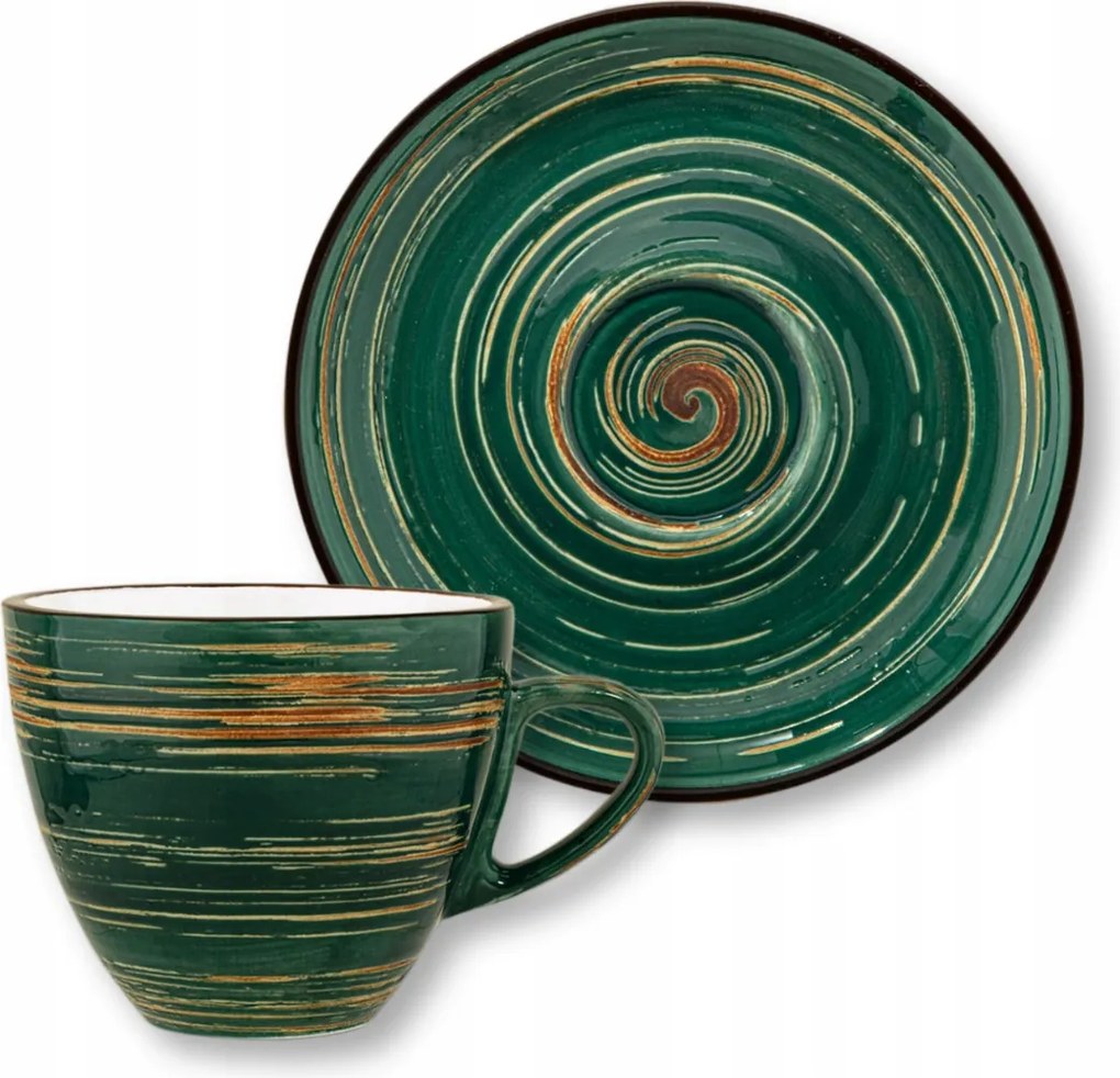 Teáscsésze 300 ml csészealjjal 15 cm Wilmax Porcelán Zöld