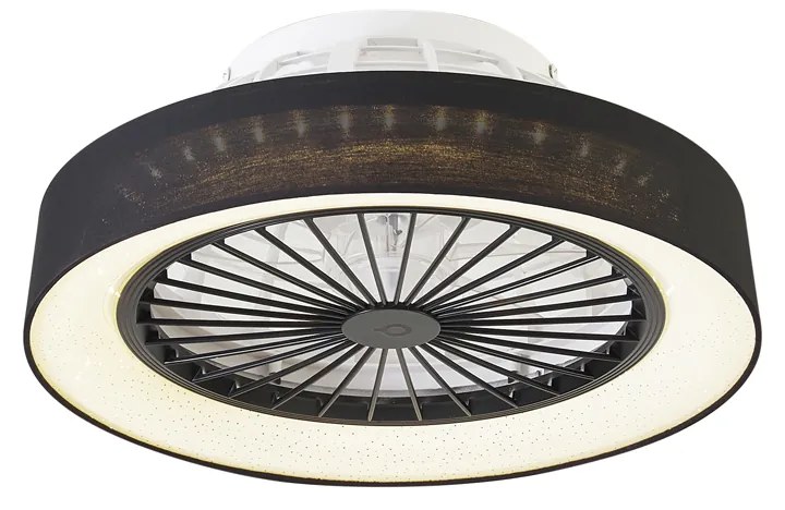 Fekete mennyezeti ventilátor csillag effektussal 47 cm LED-del, fényerőszabályzóval és távirányítóval - Emily