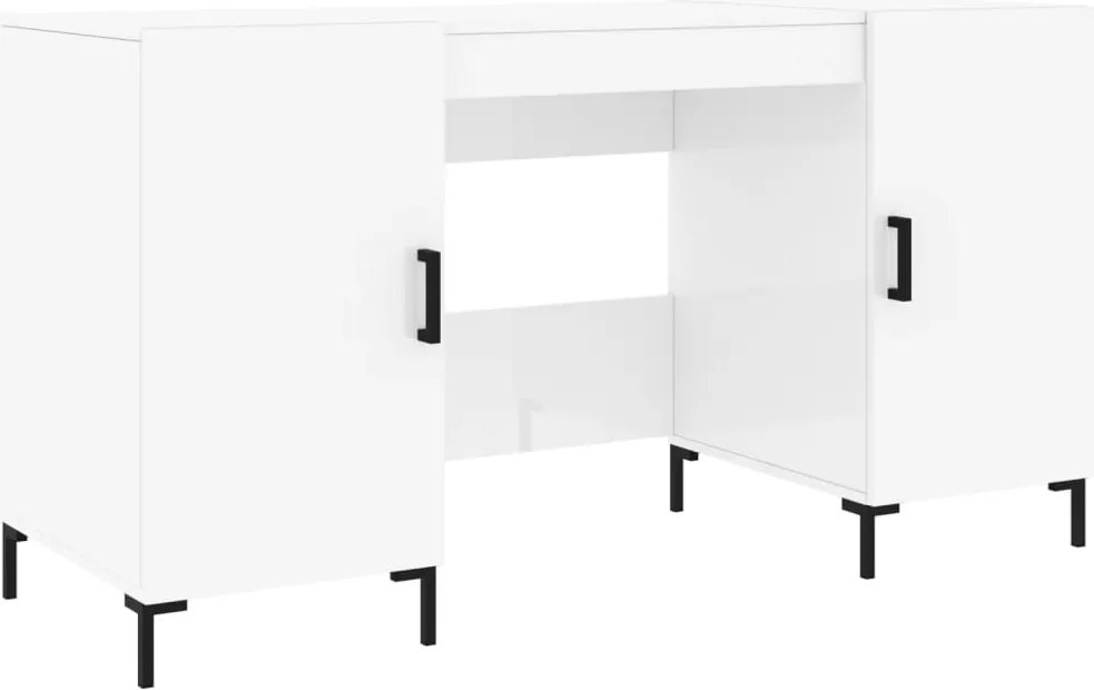 vidaXL magasfényű fehér színű szerelt fa íróasztal 140 x 50 x 75 cm