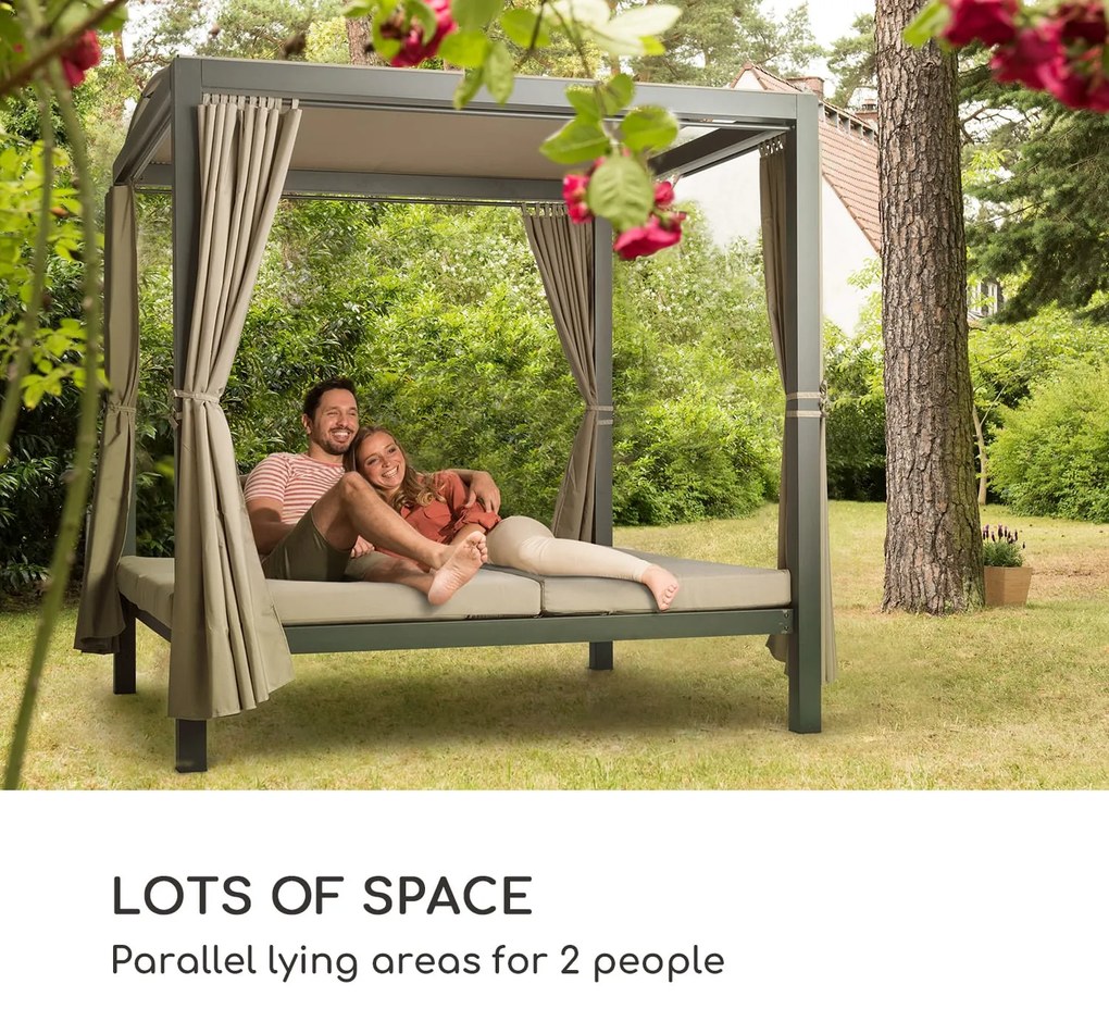 Eremitage Double XL napozóágy, 2 fő, fém váz, tető, függöny