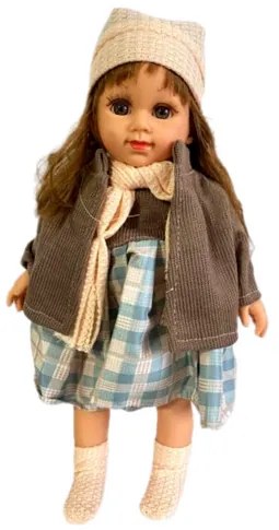 Pretty Girl Magyarul Beszélő és Éneklő Hajas Ruhás Baba Lány Csinos Téli Öltözetben