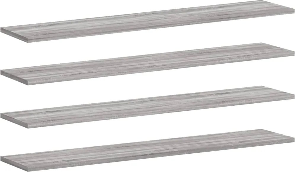 vidaXL 4 db szürke sonoma színű szerelt fa fali polc 100 x 20 x 1,5 cm