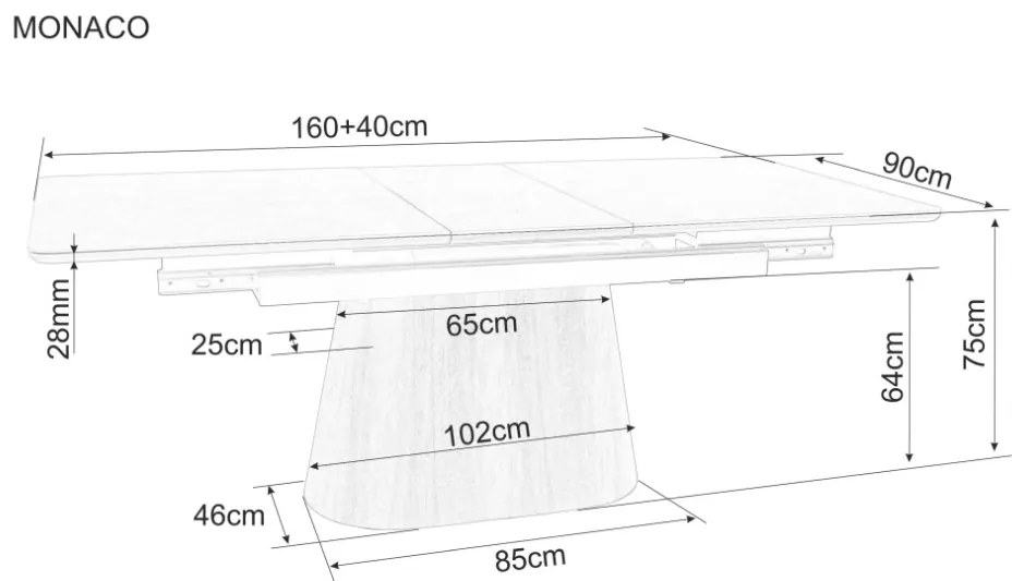 Monaco bővíthető étkezőasztal bézs/tölgy 160-200cm