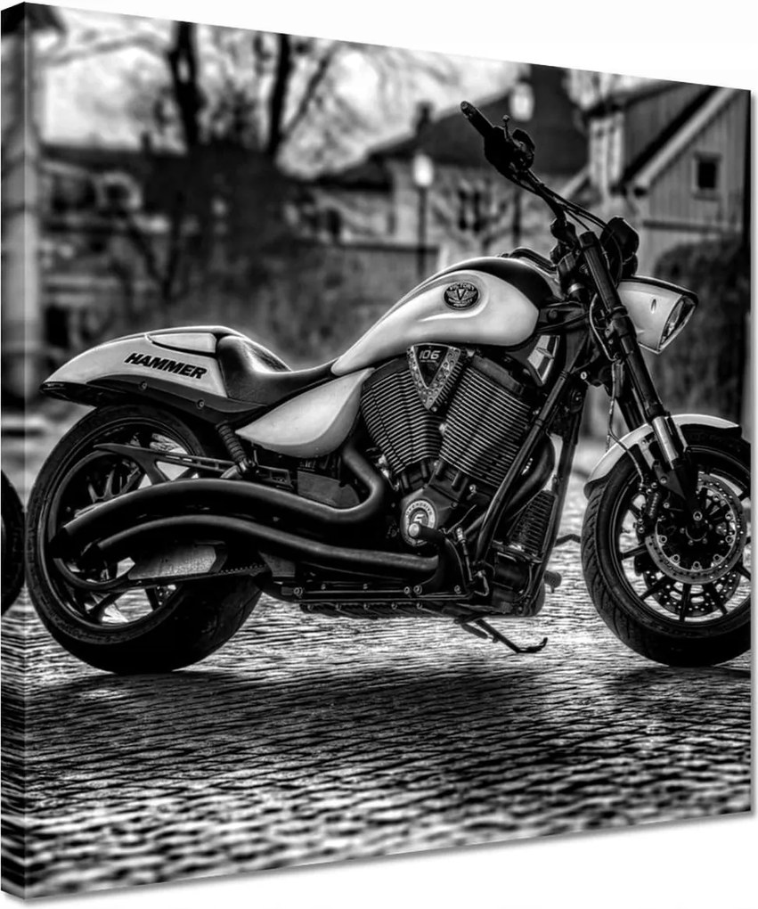Vászonkép 30x30 Fekete-fehér motoros fotó
