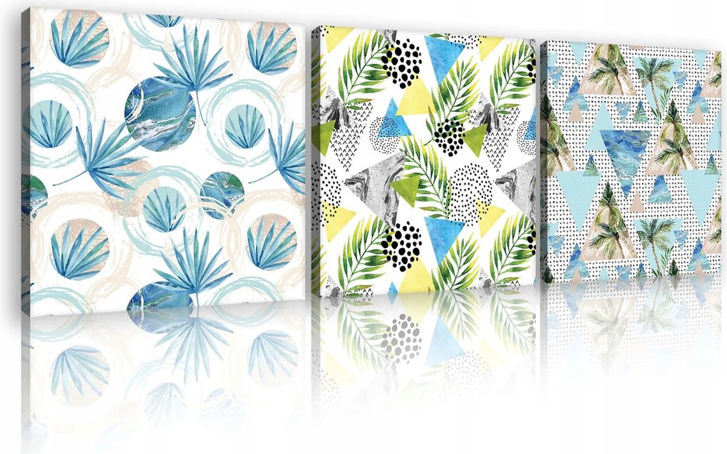 Vászonkép 75x25 Trópusok nyár pálmalevelek geometria absztrakt modern